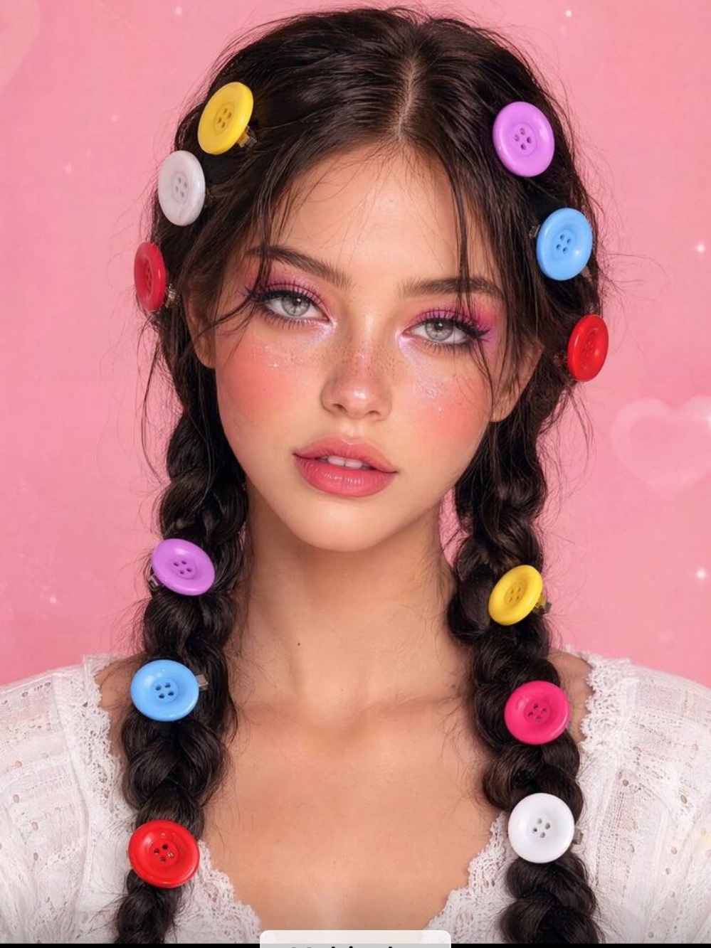 Multicolor Button Hair Clips - Women Accessories